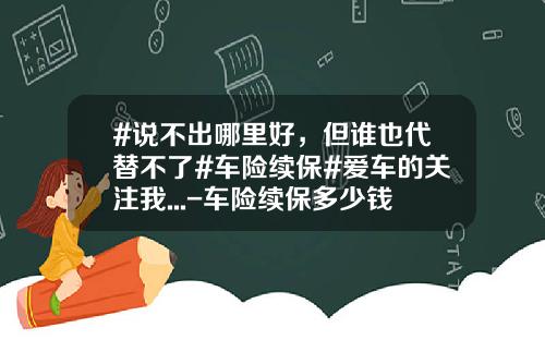 #说不出哪里好，但谁也代替不了#车险续保#爱车的关注我...-车险续保多少钱【新闻】