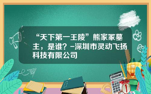 “天下第一王陵”熊家冢墓主，是谁？-深圳市灵动飞扬科技有限公司