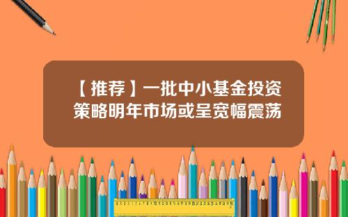 【推荐】一批中小基金投资策略明年市场或呈宽幅震荡