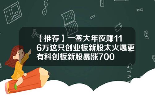 【推荐】一签大年夜赚116万这只创业板新股太火爆更有科创板新股暴涨700