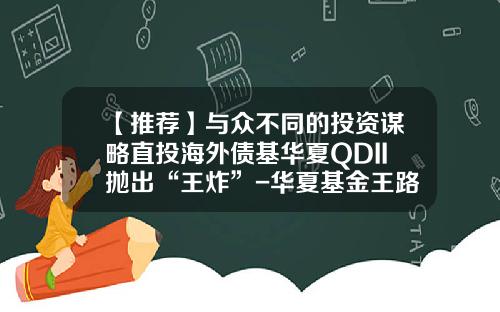 【推荐】与众不同的投资谋略直投海外债基华夏QDII抛出“王炸”-华夏基金王路