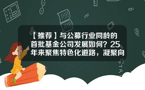 【推荐】与公募行业同龄的首批基金公司发展如何？25年来聚焦特色化道路，凝聚向“新”力，争做领跑者-基金公司发展