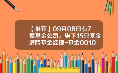 【推荐】09月08日有7家基金公司，旗下15只基金增聘基金经理-基金001068
