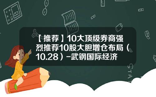 【推荐】10大顶级券商强烈推荐10股大胆增仓布局（10.28）-武钢国际经济贸易总公司
