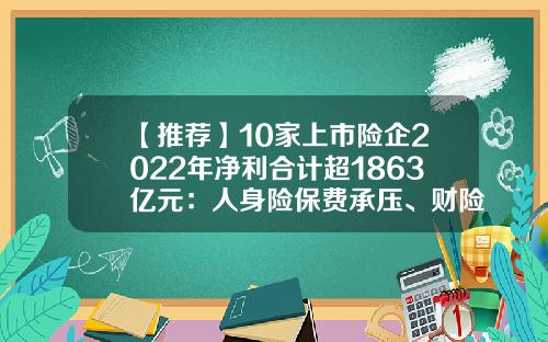 【推荐】10家上市险企2022年净利合计超1863亿元：人身险保费承压、财险交亮眼“成绩单”-保险公司净利润