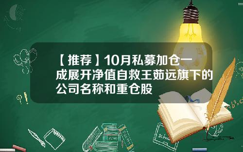 【推荐】10月私募加仓一成展开净值自救王茹远旗下的公司名称和重仓股
