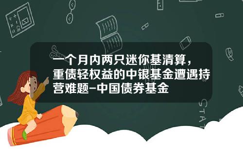 一个月内两只迷你基清算，重债轻权益的中银基金遭遇持营难题-中国债券基金