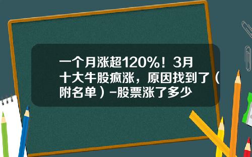 一个月涨超120%！3月十大牛股疯涨，原因找到了（附名单）-股票涨了多少
