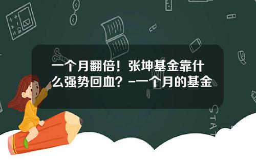 一个月翻倍！张坤基金靠什么强势回血？-一个月的基金