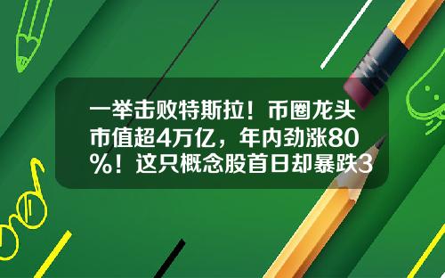 一举击败特斯拉！币圈龙头市值超4万亿，年内劲涨80%！这只概念股首日却暴跌30%…-股票币圈最新资讯