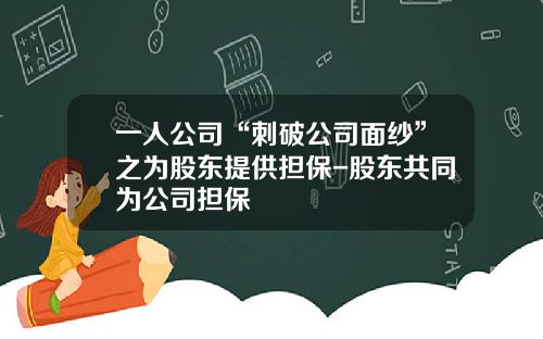 一人公司“刺破公司面纱”之为股东提供担保-股东共同为公司担保