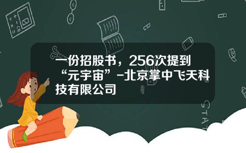 一份招股书，256次提到“元宇宙”-北京掌中飞天科技有限公司