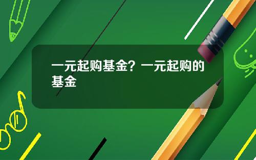 一元起购基金？一元起购的基金