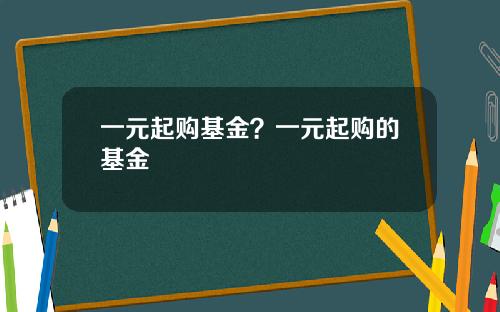 一元起购基金？一元起购的基金