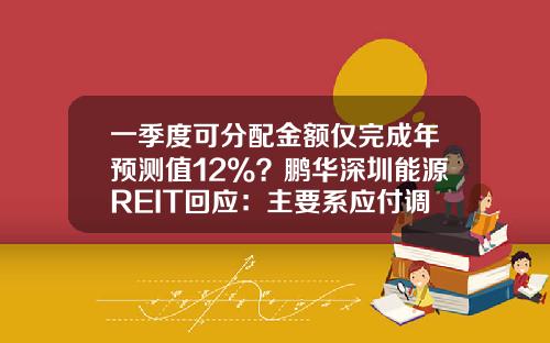 一季度可分配金额仅完成年预测值12%？鹏华深圳能源REIT回应：主要系应付调整项与行业季节性因素-鹏华价值基金分红