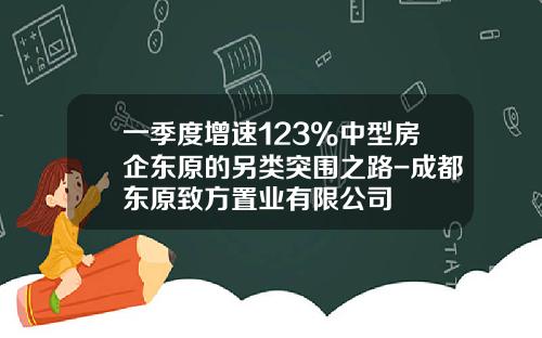 一季度增速123%中型房企东原的另类突围之路-成都东原致方置业有限公司