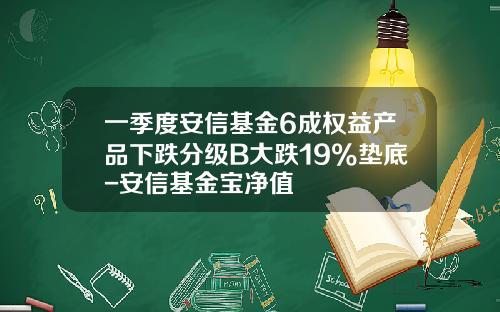 一季度安信基金6成权益产品下跌分级B大跌19%垫底-安信基金宝净值