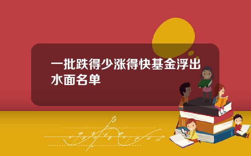一批跌得少涨得快基金浮出水面名单