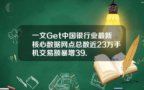 一文Get中国银行业最新核心数据网点总数近23万手机交易额暴增39.