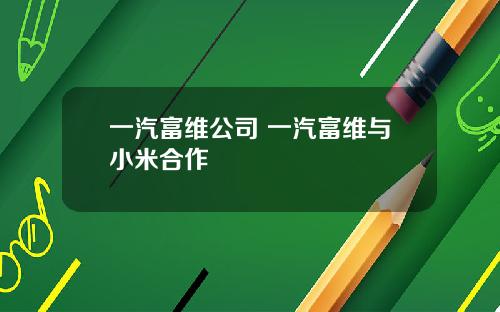 一汽富维公司 一汽富维与小米合作