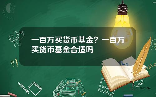 一百万买货币基金？一百万买货币基金合适吗