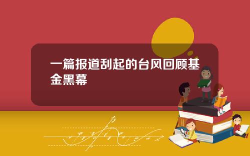 一篇报道刮起的台风回顾基金黑幕