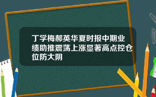 丁学梅郝英华夏时报中期业绩助推震荡上涨显著高点控仓位防大阴