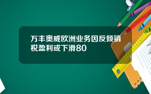 万丰奥威欧洲业务因反倾销税盈利或下滑80
