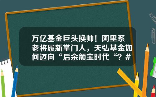 万亿基金巨头换帅！阿里系老将履新掌门人，天弘基金如何迈向“后余额宝时代“？#热点复盘#-天弘基金高管