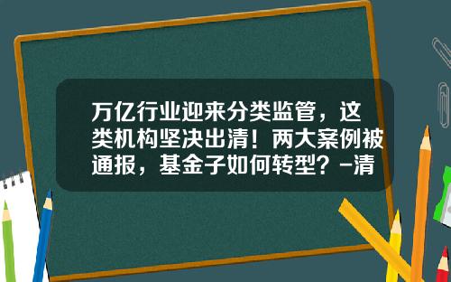 万亿行业迎来分类监管，这类机构坚决出清！两大案例被通报，基金子如何转型？-清基金