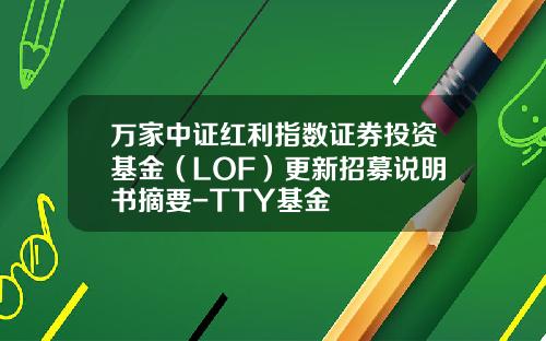 万家中证红利指数证券投资基金（LOF）更新招募说明书摘要-TTY基金