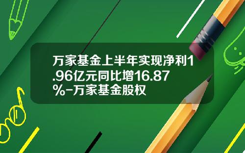 万家基金上半年实现净利1.96亿元同比增16.87%-万家基金股权