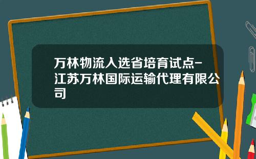 万林物流入选省培育试点-江苏万林国际运输代理有限公司