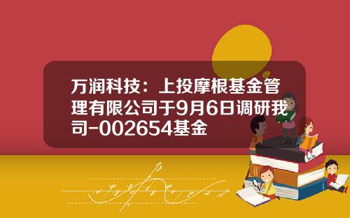 万润科技：上投摩根基金管理有限公司于9月6日调研我司-002654基金