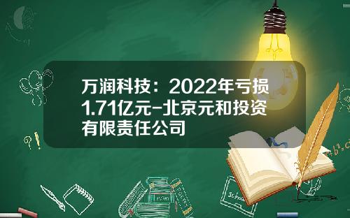 万润科技：2022年亏损1.71亿元-北京元和投资有限责任公司