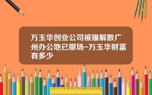 万玉华创业公司被曝解散广州办公地已撤场-万玉华财富有多少