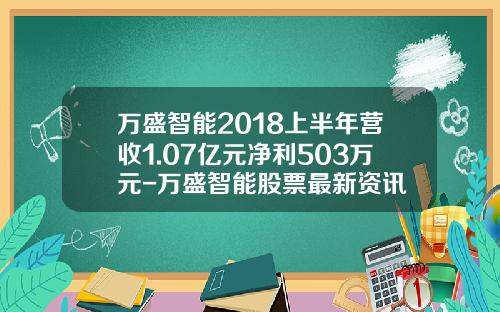 万盛智能2018上半年营收1.07亿元净利503万元-万盛智能股票最新资讯