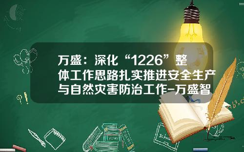 万盛：深化“1226”整体工作思路扎实推进安全生产与自然灾害防治工作-万盛智能股票最新资讯