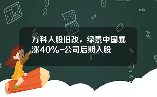 万科入股旧改，绿景中国暴涨40%-公司后期入股
