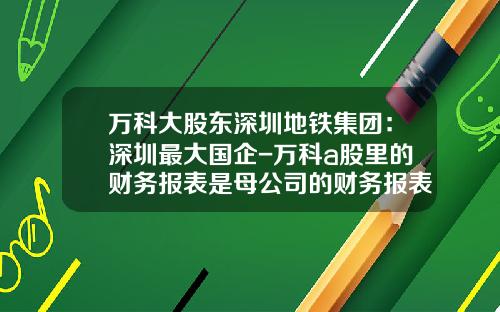 万科大股东深圳地铁集团：深圳最大国企-万科a股里的财务报表是母公司的财务报表吗