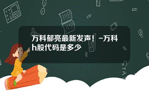 万科郁亮最新发声！-万科h股代码是多少