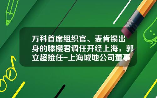 万科首席组织官、麦肯锡出身的滕樱君调任开经上海，郭立超接任-上海城地公司董事名单