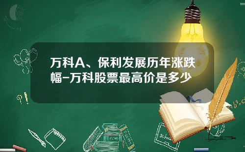 万科A、保利发展历年涨跌幅-万科股票最高价是多少