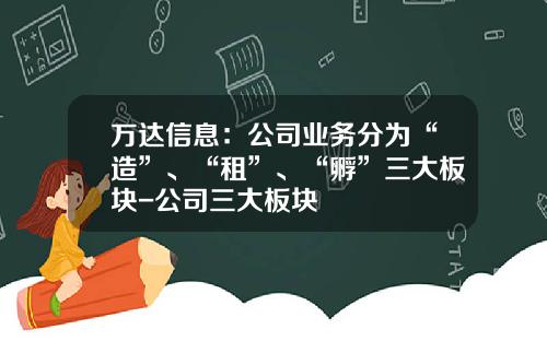 万达信息：公司业务分为“造”、“租”、“孵”三大板块-公司三大板块
