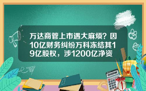 万达商管上市遇大麻烦？因10亿财务纠纷万科冻结其19亿股权，涉1200亿净资产！政法大学教授刘纪鹏呼吁王健林与郁亮和解-上市公司股份冻结