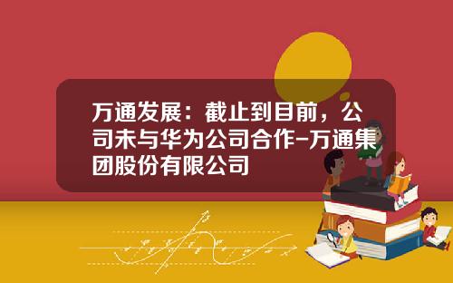 万通发展：截止到目前，公司未与华为公司合作-万通集团股份有限公司