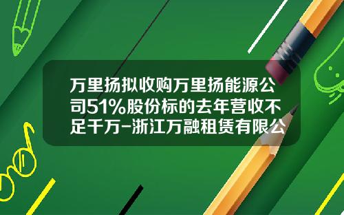 万里扬拟收购万里扬能源公司51%股份标的去年营收不足千万-浙江万融租赁有限公司