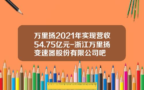 万里扬2021年实现营收54.75亿元-浙江万里扬变速器股份有限公司吧