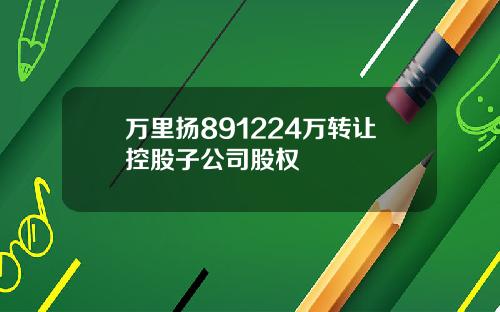 万里扬891224万转让控股子公司股权