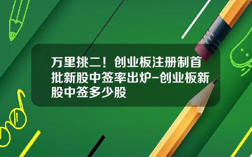 万里挑二！创业板注册制首批新股中签率出炉-创业板新股中签多少股